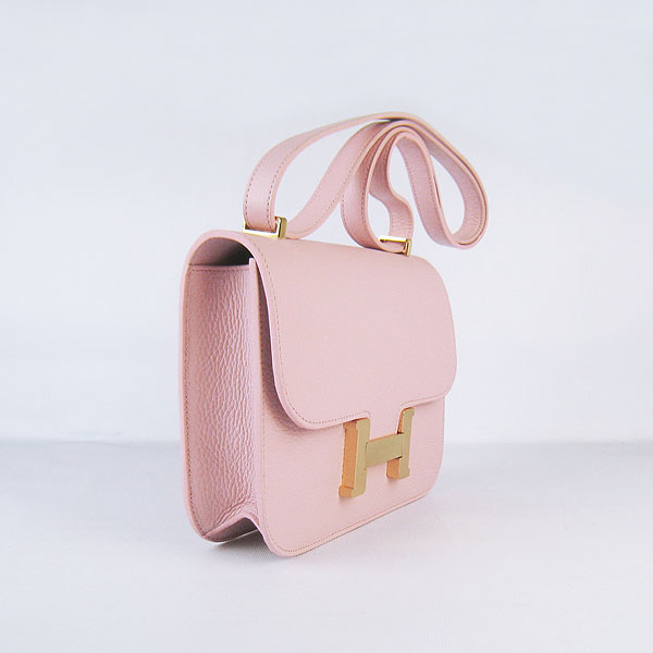 7A Hermes Oxhide Leather Message Bag Pink H017 - Click Image to Close